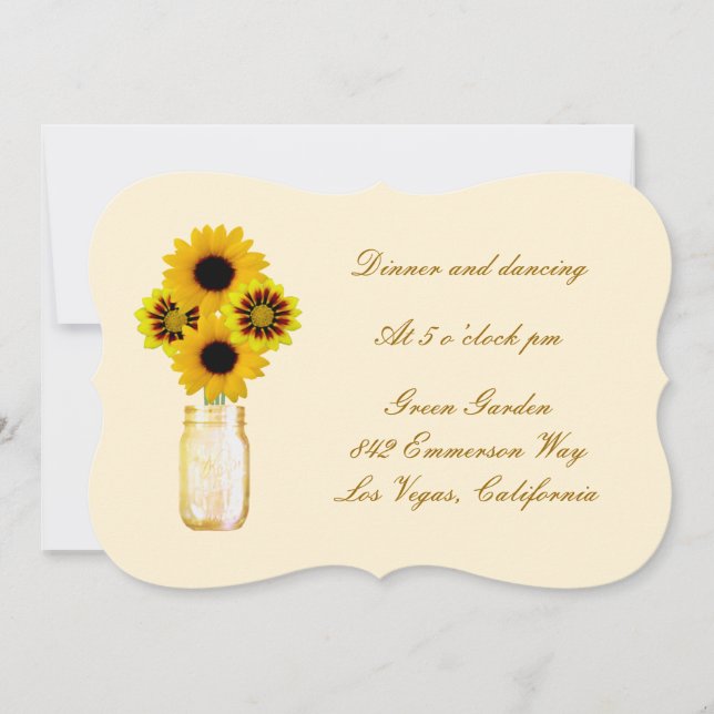 Yellow Flowers Mason Jar Reception Card (Front)