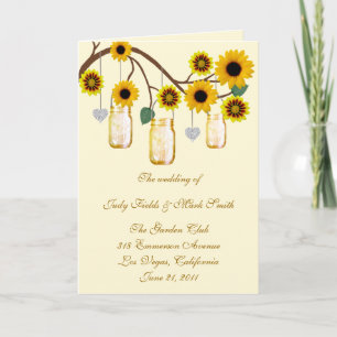 Yellow Flowers Mason Jars Program Card