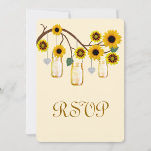 Yellow Flowers Mason Jars Response Card