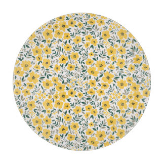Yellow flowers: modern floral seamless. cutting board