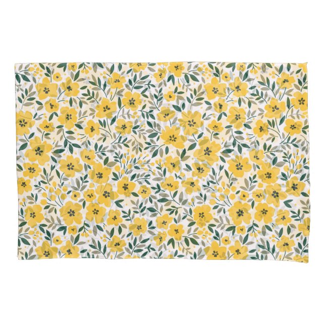 Yellow flowers: modern floral seamless. pillowcase (Front)