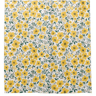 Yellow flowers: modern floral seamless. shower curtain