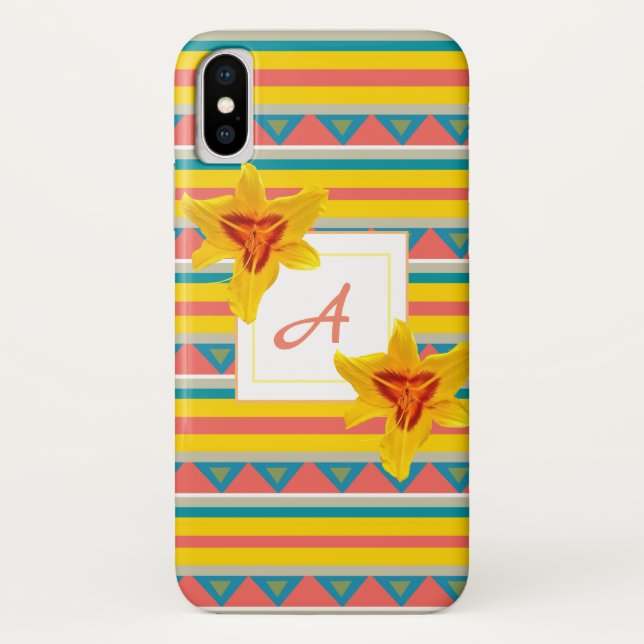 Yellow Flowers monogram  iPhone Case (Back)