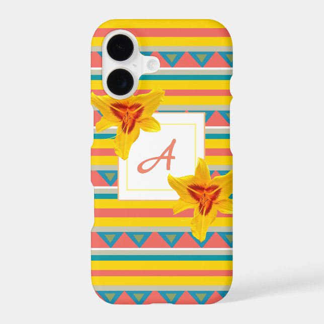 Yellow Flowers monogram  iPhone Case (Back)
