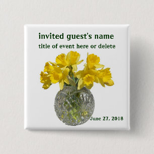 Yellow Flowers Name Tag 15 Cm Square Badge