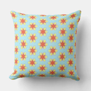 Yellow Flowers of Red Orange Buds Cushion