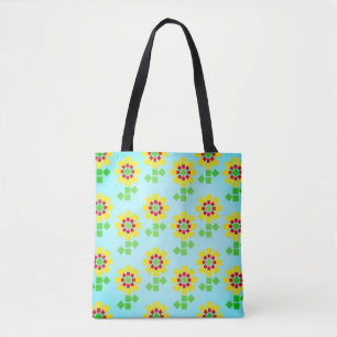 Yellow Flowers of Square Shapes Tote Bag