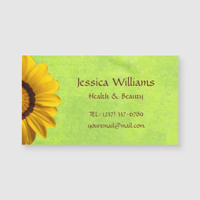 Yellow Flowers on Abstract Green Monogram (Front)
