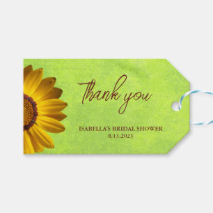 Yellow Flowers on Abstract Green Monogram Gift Tags
