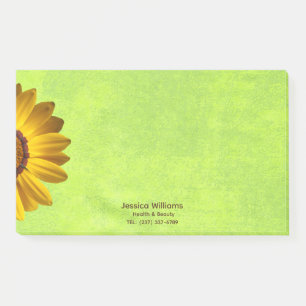 Yellow Flowers on Abstract Green Monogram Post-it Notes