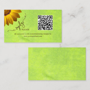 Yellow Flowers on Abstract Green Wedding Enclosure Card