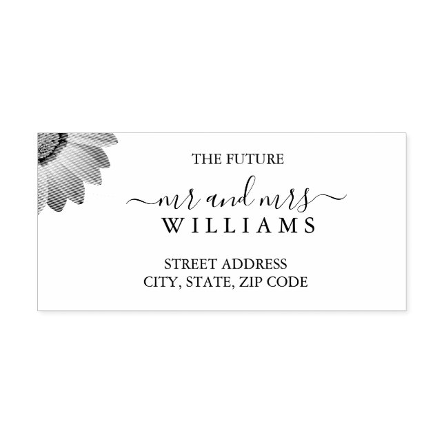 Yellow Flowers on Abstract Green Wedding Rubber Stamp (Imprint)