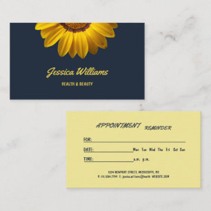 Yellow Flowers on Navy Blue background Monogram Appointment Card