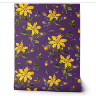 Yellow Flowers on Purple Wallpaper