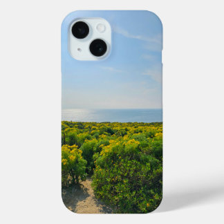 yellow flowers on the hillside at Point Dume iPhone 15 Case