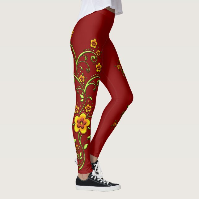 Yellow Flowers on Vine Leggings (Right)