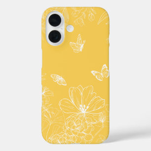 Yellow Flowers Pattern, Floral, Minimalist iPhone 16 Case