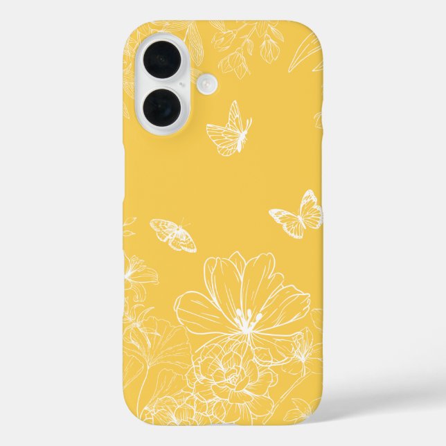 Yellow Flowers Pattern, Floral, Minimalist Case-Mate iPhone Case (Back)