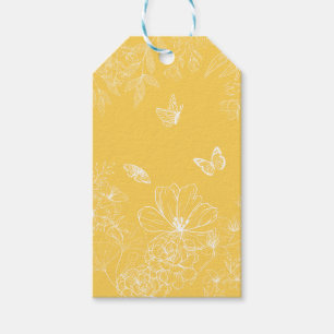 Yellow Flowers Pattern, Floral, Minimalist Gift Tags