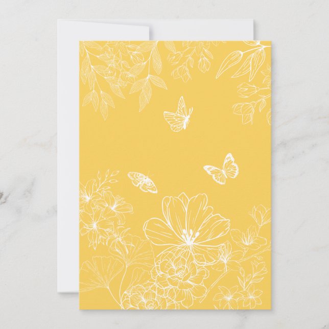 Yellow Flowers Pattern, Floral, Minimalist Holiday Card (Front)