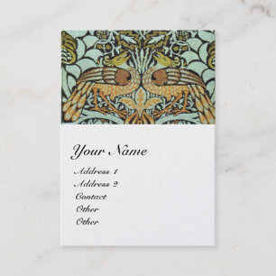 YELLOW FLOWERS,PEACOCKS,DRAGONS MONOGRAM Pearl Business Card