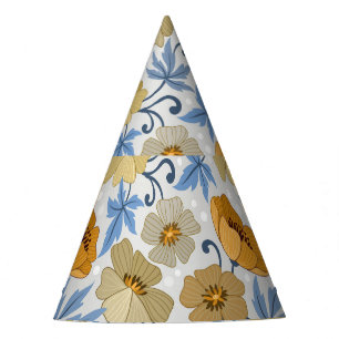 Yellow Flowers: Seamless Textile Design Party Hat