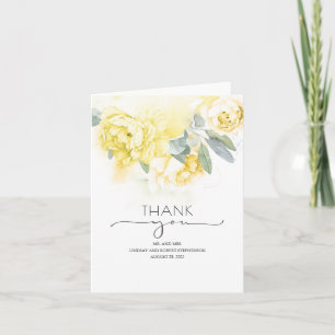 Yellow Flowers Soft Greenery Wedding Thank You Card