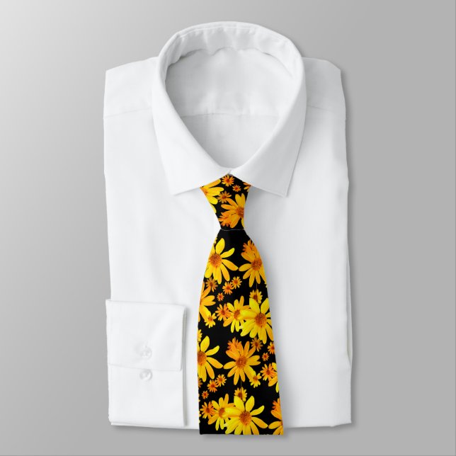 Yellow Flowers Tie (Tied)