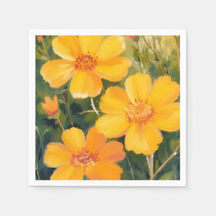 Yellow Flowers Watercolor Floral Field Napkin