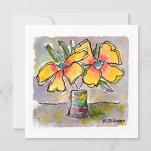 Yellow Flowers Watercolor Greeting Card