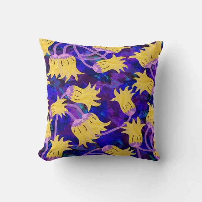 Yellow flowers watercolor seamless pattern cushion (Front)