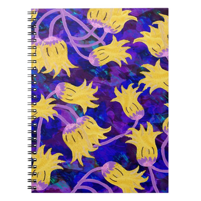 Yellow flowers watercolor seamless pattern notebook (Front)