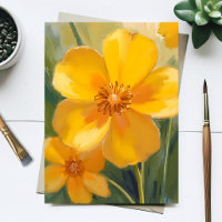 Yellow Flowers Watercolor Spring Blooms Painted