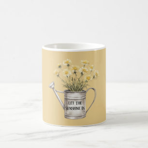 Yellow Flowers Watering Can Let The Sunshine In Coffee Mug