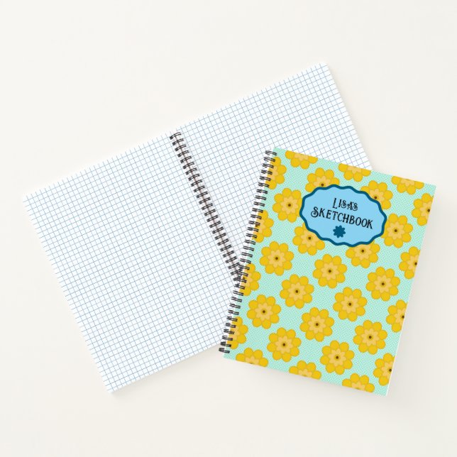 Yellow Flowers with Blue Dots  Notebook (Inside)