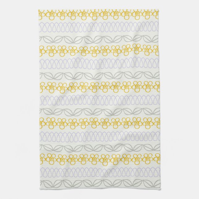 Yellow flowers with Grey Tea Towel (Vertical)