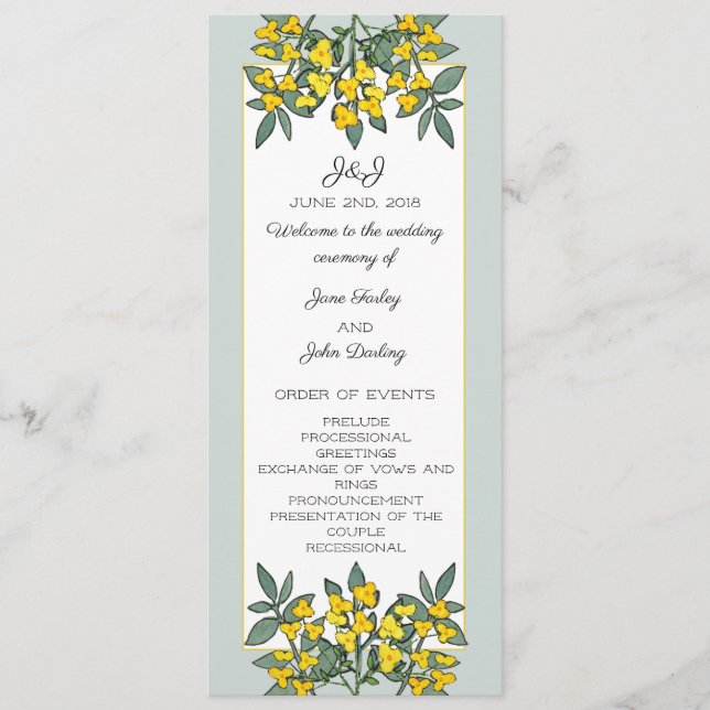 Yellow Flowers with Mint Accent Program Programme (Front)