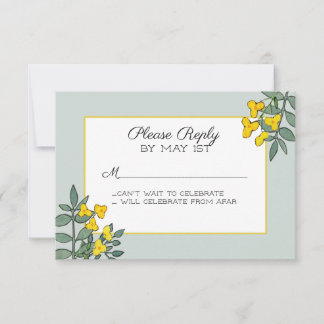 Yellow Flowers with Mint Accent RSVP Card