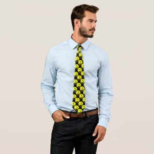 Yellow Flying Finger on Black Satin Tie