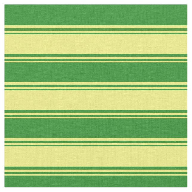 Yellow & Forest Green Coloured Lines Fabric (Close Up)