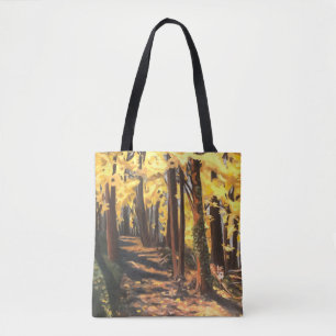 Yellow Forest in fall painting tote bag
