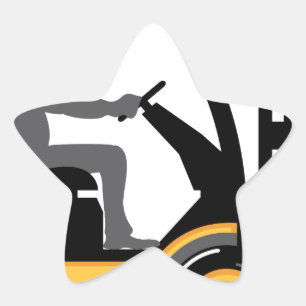 Yellow forklift star sticker