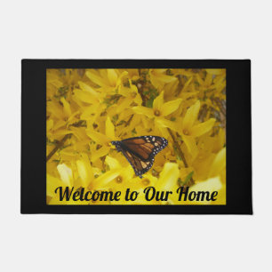 Yellow Forsythia Butterfly Welcome Home Doormat