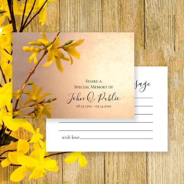 Yellow Forsythia Flowers Share a Memory Funeral Card (Creator Uploaded)