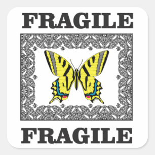 yellow fragile square sticker