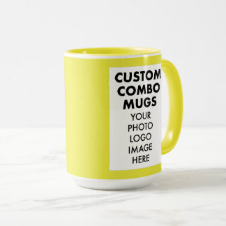 Yellow Frame 2 x 4:6 Photo Logo Large Custom Combo Mug