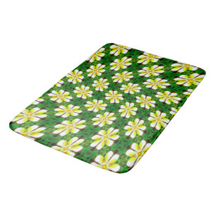 Yellow Frangipani Pattern Bath Mat