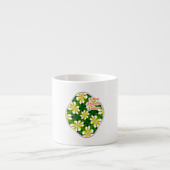 Yellow Frangipani Pattern Espresso Cup (Front)