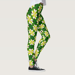 Yellow Frangipani Pattern Leggings