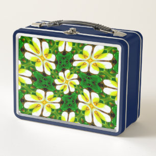 Yellow Frangipani Pattern Metal Lunch Box